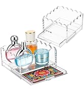 2 Pack Scalloped Acrylic Tray with Drawer for Needlepoint Display | Slide drawer shield 4"x4" & 5...