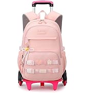 ZHANAO Girls Rolling Backpack Wheeled Backpack for Boys Trolley School Bags Kids Luggage Roller B...