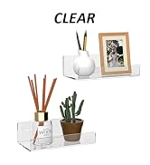 Hexsonhoma 7'' Clear Acrylic Wall Shelf 2 Pack, Acrylic Floating Shelves, Acrylic Small Shelf for...