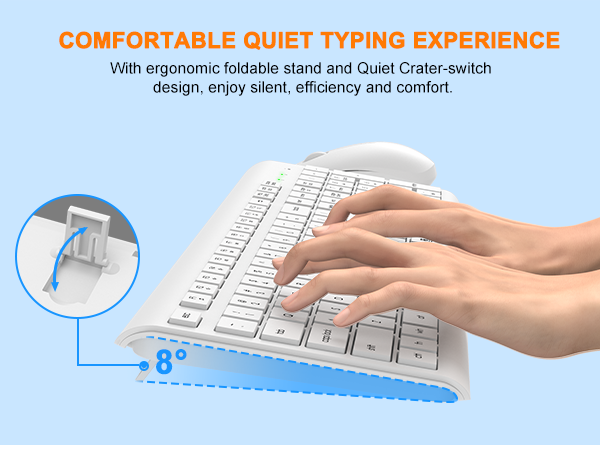 Wireless Keyboard and Mouse Combo, Full Size Silent Ergonomic Keyboard Mouse