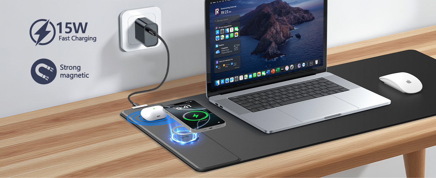 wireless charging mouse pad