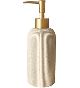 Lunestella Sand Beige Hand Soap Dispenser for Bathroom and Kitchen with Matte Gold Pump, Lotion, ...