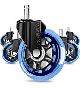 Office Chair Wheels, Set of 5, 11x22mm Stem Size That Fits 98% Chairs, Rubber Rollerblade Casters...