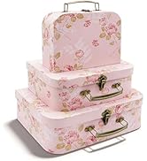 Cheardia 3 Pack Decorative Suitcase Storage Box, 3 Size Vintage Cardboard Luggage Props with Lid ...