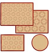 Silicone Baking Mat Set of 4, Easy Clean & Non-Stick Food Grade Reusable Baking Mat, Silicon Baki...