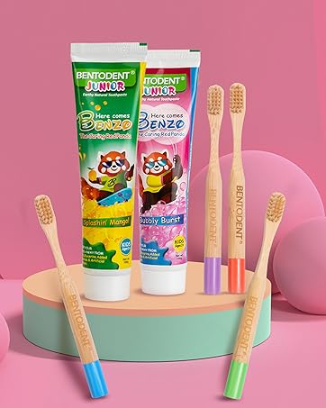 Gentle Kids Oral Care, Bamboo Eco-Brush, SLS/Fluoride-free, Family-safe