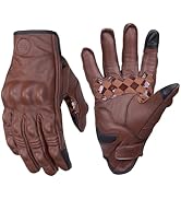 KEMIMOTO Motorcycle Leather Gloves, Sheepskin Protective Gloves for Men and Women, Touchscreen Co...