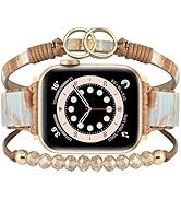 MOFREE Boho Leather Bracelet Compatible with Apple Watch Band for Women 38mm 40mm 41mm 42mm, Hand...
