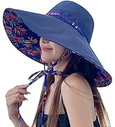HUAMULAN Women Summer Sun Hat Wide Brim Wired Edge Floral Beach Bucket Hats Reversible Foldable T...