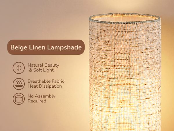 BEIGE LINEN LAMPSHADE TABLE LAMP