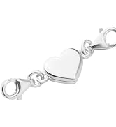 1Pc Silver Heart Jewelry Clasps, 925 Sterling Silver Double Lobster Clasp Closures Necklace Exten...