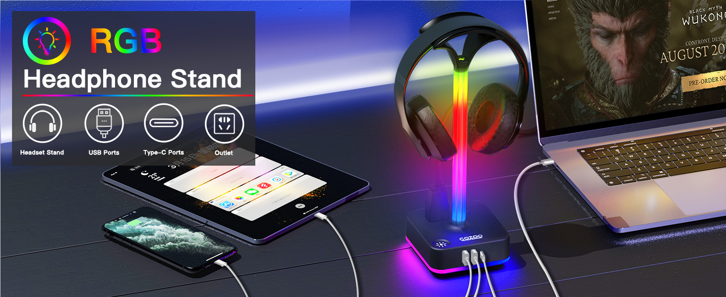 rgb headphone stand