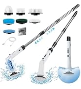 Electric Spin Scrubber, Hillyfe Power Shower Cleaning Brush with 8 Replaceable Brush Heads, IPX7 ...