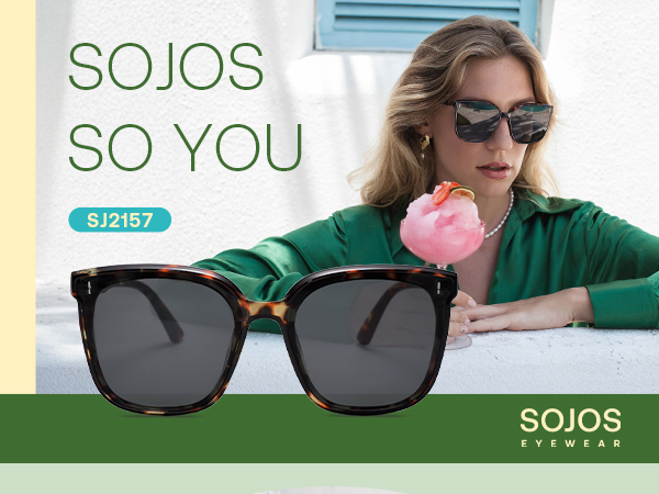 SOJOS Sunglasses for Women Men Vintage Style Shades SJ2157