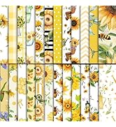 EggSun 48 Sheets Sunflower Scrapbook Paper,Sunflower Pattern Decorative Scrapbook Paper for Journ...