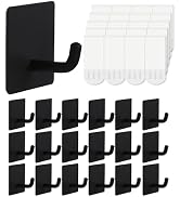 20 Pcs Towel Hooks with Removable Strips for Hanging, Adhesive Wall Heavy Duty, Outdoor No Damage...
