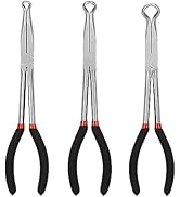 Mayouko 3PCS 11" Long Reach Hose Grip Pliers Set, 5/16 Inch, 1/2 Inch, 3/4 Inch Ring Nose Hose Gr...