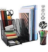 Desk Organizers and Accessories, Mesh Desk Organizer with Sliding Drawer + Pen Holder/72 Clips Se...
