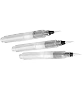 3Pcs White Water Coloring Brush Pens, Aqua Pen Brush for Watercolor Painting, Soluble, Markers, S...