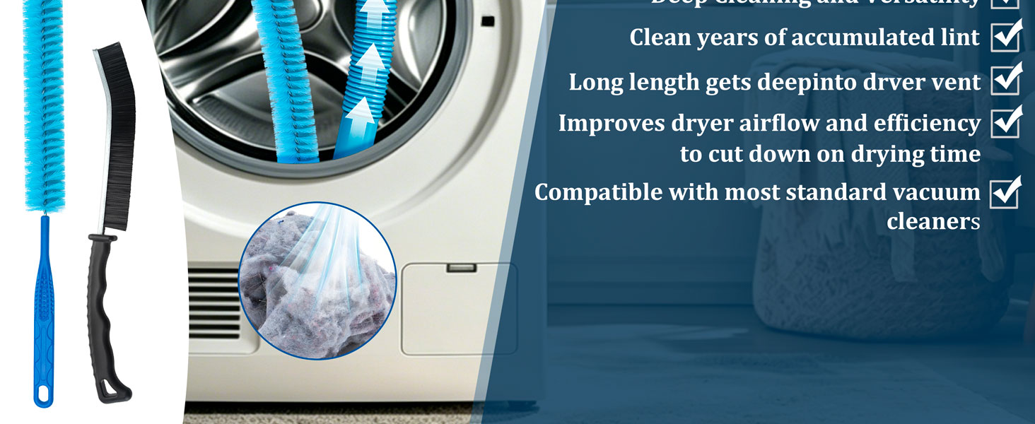 Dryer Vent Cleaner Kit with Universal Vacuum Hose Attachement Compatible with Most Vacuum Cleaners