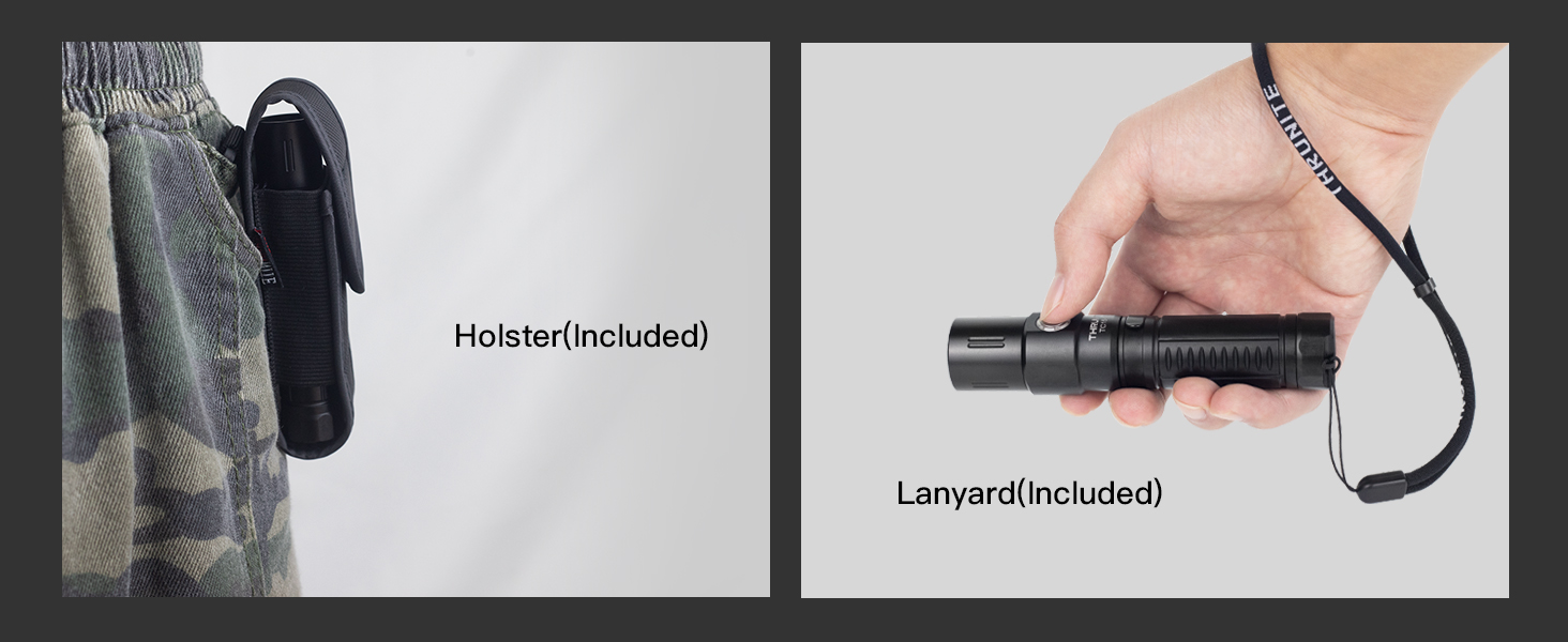 indoor flashlight with lanyard and holster