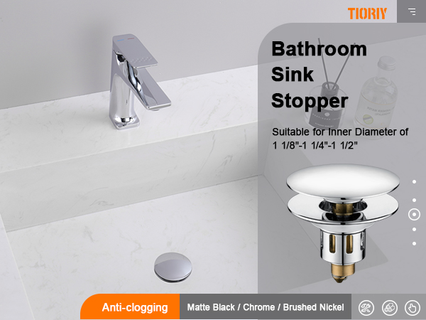 TIORIY Bathroom sink stopper fit for 1.1 to 1.5 inch