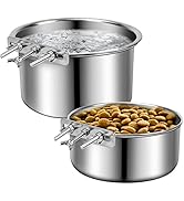 Stainless Steel Dog Bowls, ShineMe 40oz & 60oz No Spill Dog Crate Water and Food Bowls with Hangi...