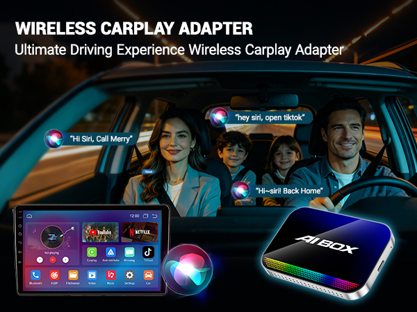 wireless carplay adapter apple iphone tiktok netflix youtube ai magic box