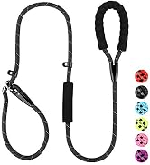 PLUTUS PET Slip Lead Dog Leash, Anti-Choking with Traffic Padded Two Handles, Reflective Strong S...