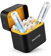 Tanatare 8 Pack Rechargeable Lithium ion AA Batteries with 2.5H Fast Charger, 3000mWh 1.5V Consta...