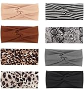 DRESHOW 8 Pack Headbands for Women Girls Vintage Leopard Headband Knotted Headwraps Criss Cross H...