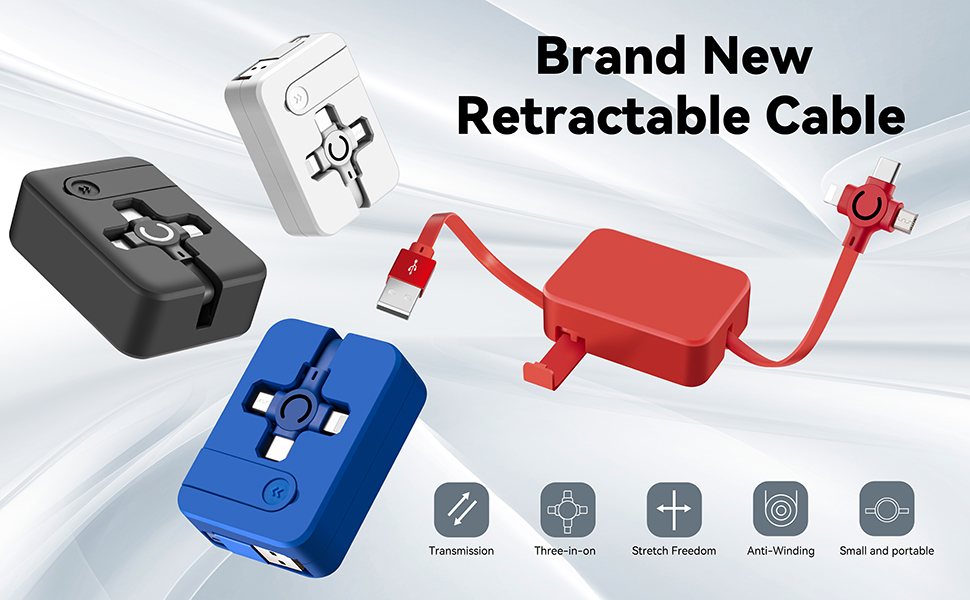 3 in 1 retractable iphone charger cable multi usb charger cord fast charging cord usb c charger cord