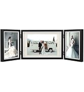TOFOREVO Three Picture Frame 4x6 and 5x7 Wooden Hinged Folding Photo Frame Definition Glass Stand...