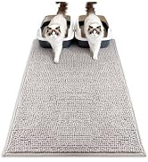 Pieviev Chenille Cat Litter Mat for Litter Box, 36"x30" Soft Ultra Absorbent Mat, Waterproof & No...