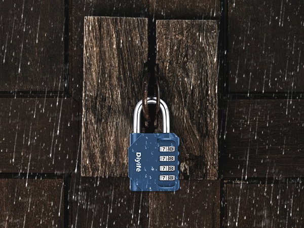 Black combination padlock with four-digit code
