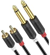 J&D Dual 1/4 inch TS to Dual RCA Stereo Audio Interconnect Cable, Gold Plated Audiowave Series 2 ...