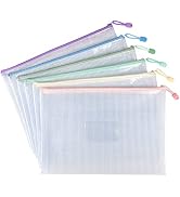 Tamaki 6 Pack Mesh Zipper Pouch with Label Pocket, Waterproof Zipper Bags, Document Bag Letter/A4...