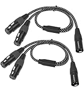 Lrbners - New - 2FT XLR Male to Dual Female Cable – 3pin XLR Y-Splitter Shielded Audio Cable for ...
