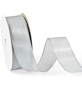 Pandahall 20 Yards Gray Ribbon for Gifts Wrapping, 1 Inch Sheer Organza Ribbon Chiffon Fabric Rib...