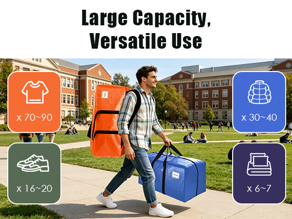 VELVETSURE Heavy Duty Extra Large Moving Bags W/Backpack Straps