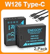 ENEGON NP-W126/W126S USB C Direct Charging Replacement Batteries 1500mAh (2-Pack) with 2 in 1 USB...