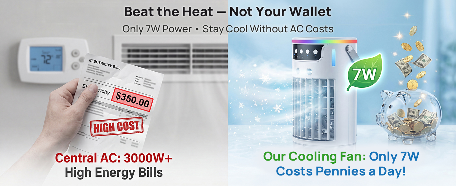 7W energy-efficient personal air coolers provides instant chill without the high AC bill