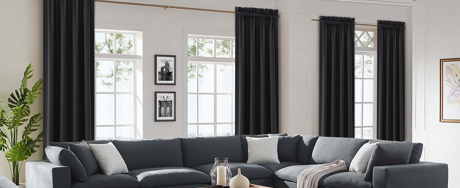 black blackout curtains for living room