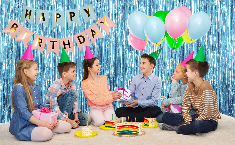 blue backdrop streamers party decorations ocean themed decor birthday party decorations foil fringe