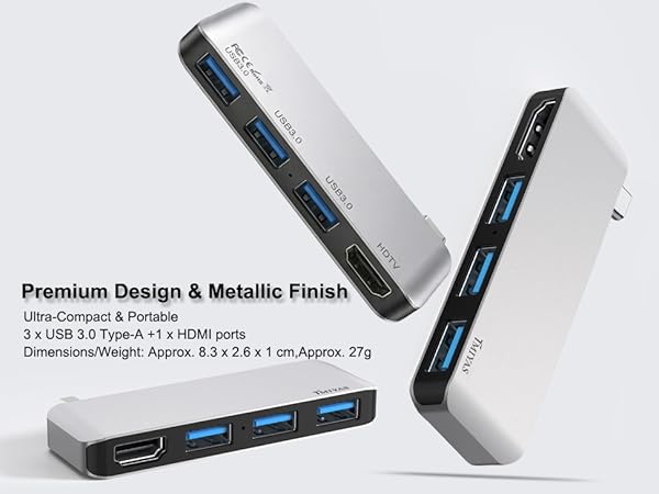 With its slim, lightweigh, this hub is built for mobility, easily slipping into any bag.