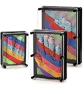 Hacaroa 3 Pack 3D Pin Art Toy, Rainbow Plastic Pin Art Board Sensory Sculpture Toy, Pin Impressio...