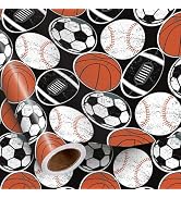 RUSPEPA Sports Ball Wrapping Paper Roll for Boys, Mini Roll, Basketball, Soccer, Baseball and Foo...