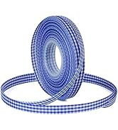Bule Gingham Ribbon for Gift Wrapping, 3/8 inch 50Yard Plaid Ribbon for Flower Bouquet Christmas ...