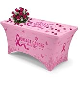 R HORSE Breast Cancer Awareness Tablecloth, Pink Ribbon Spandex Table Cloth | 6FT Washable Stretc...