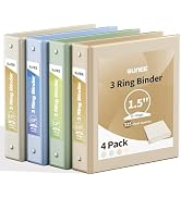 SUNEE 3 Ring Binder 1.5 Inch 4 Pack, Clear 1 1/2 Inch View Binder Three Ring PVC-Free (Fit 8.5x11...